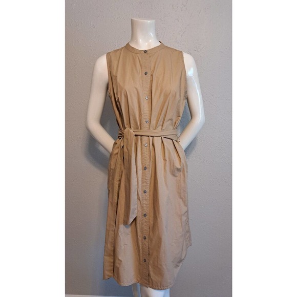 J Crew Collection Womens Shirt Dress Button Down Khaki 100% Cotton Sz XXS Brown - Picture 2 of 14